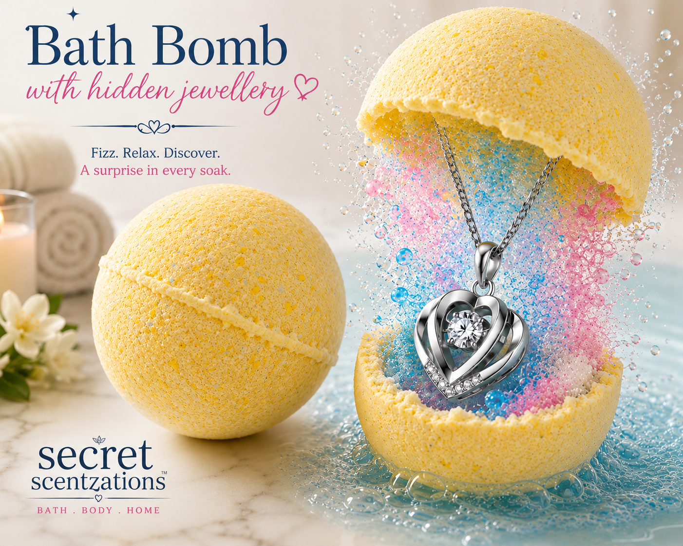 Lemon & Lime Fizz Jewellery Bath Bomb - Secret scentzations & T Belle