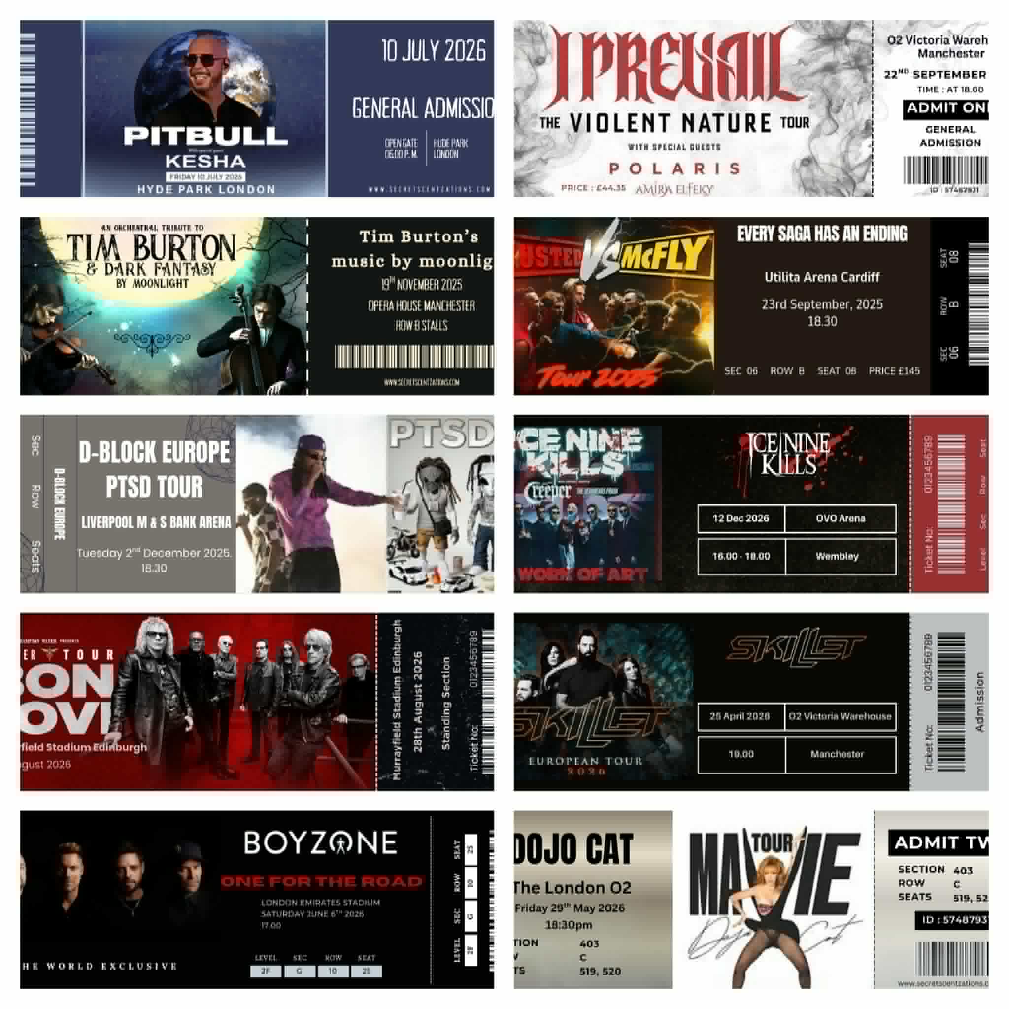 Personalised Music Concert Ticket Gift – Custom Keepsake Photo Card - Secret scentzations & T Belle