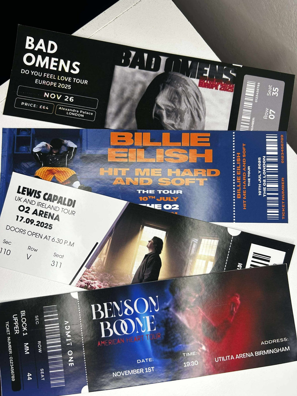 Personalised Music Concert Ticket Gift – Custom Keepsake Photo Card - Secret scentzations & T Belle