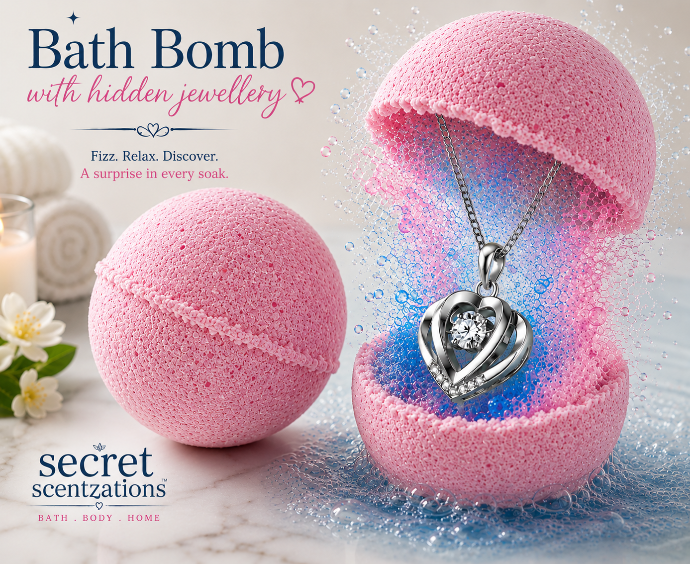 Pink Lemonade Jewellery Bath Bomb - Secret scentzations & T Belle