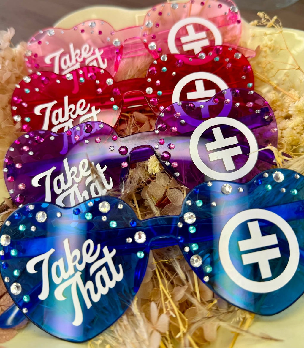 Take That Concert Sunglasses | Heart-Shaped Festival Glasses | Personalised Fan Accessory - Secret scentzations & T Belle