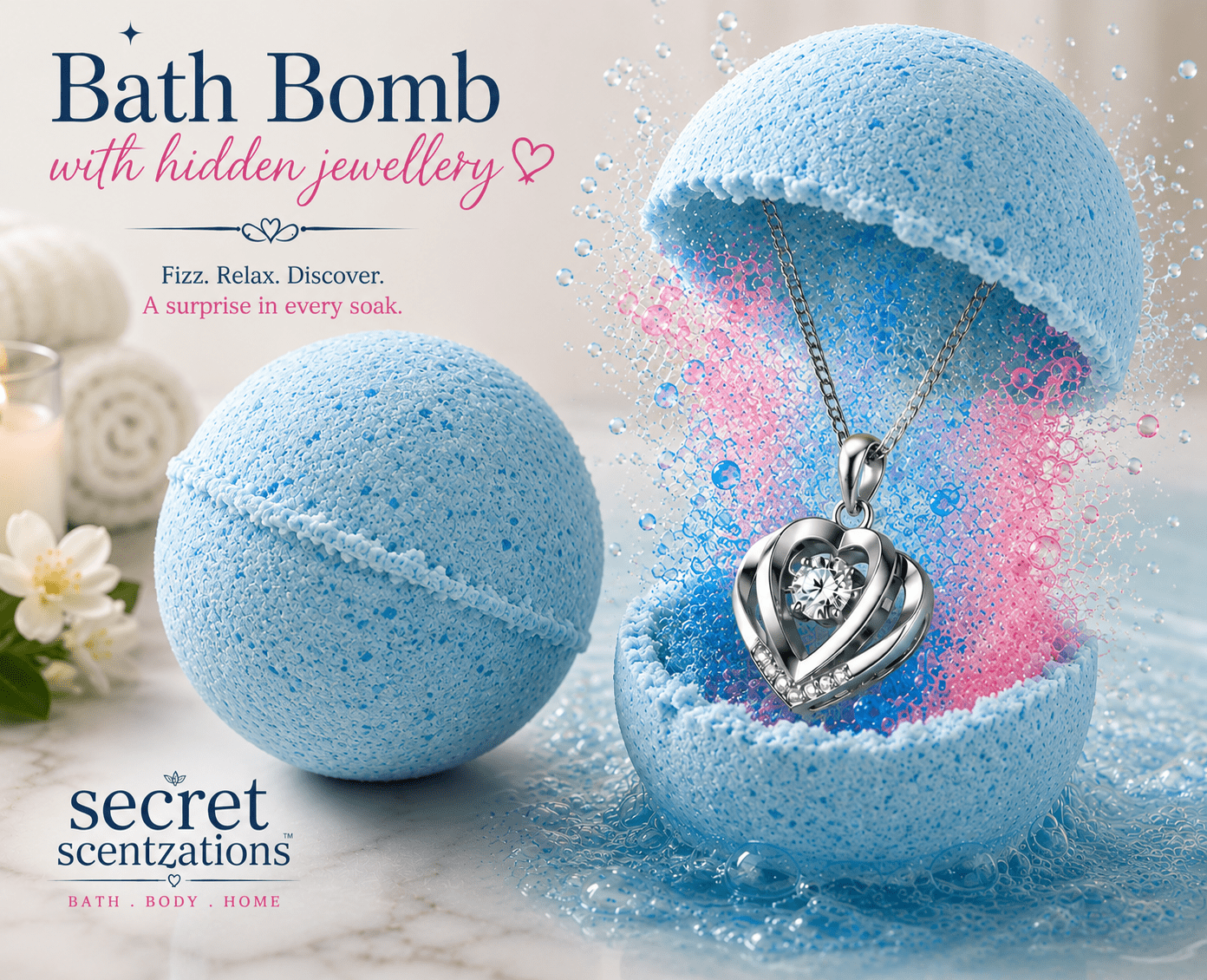 Tropical Blue Jewellery Bath Bomb - Secret scentzations & T Belle